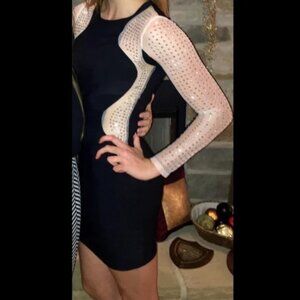 Symphony black and mesh studded bodycon mini dress size S (59)